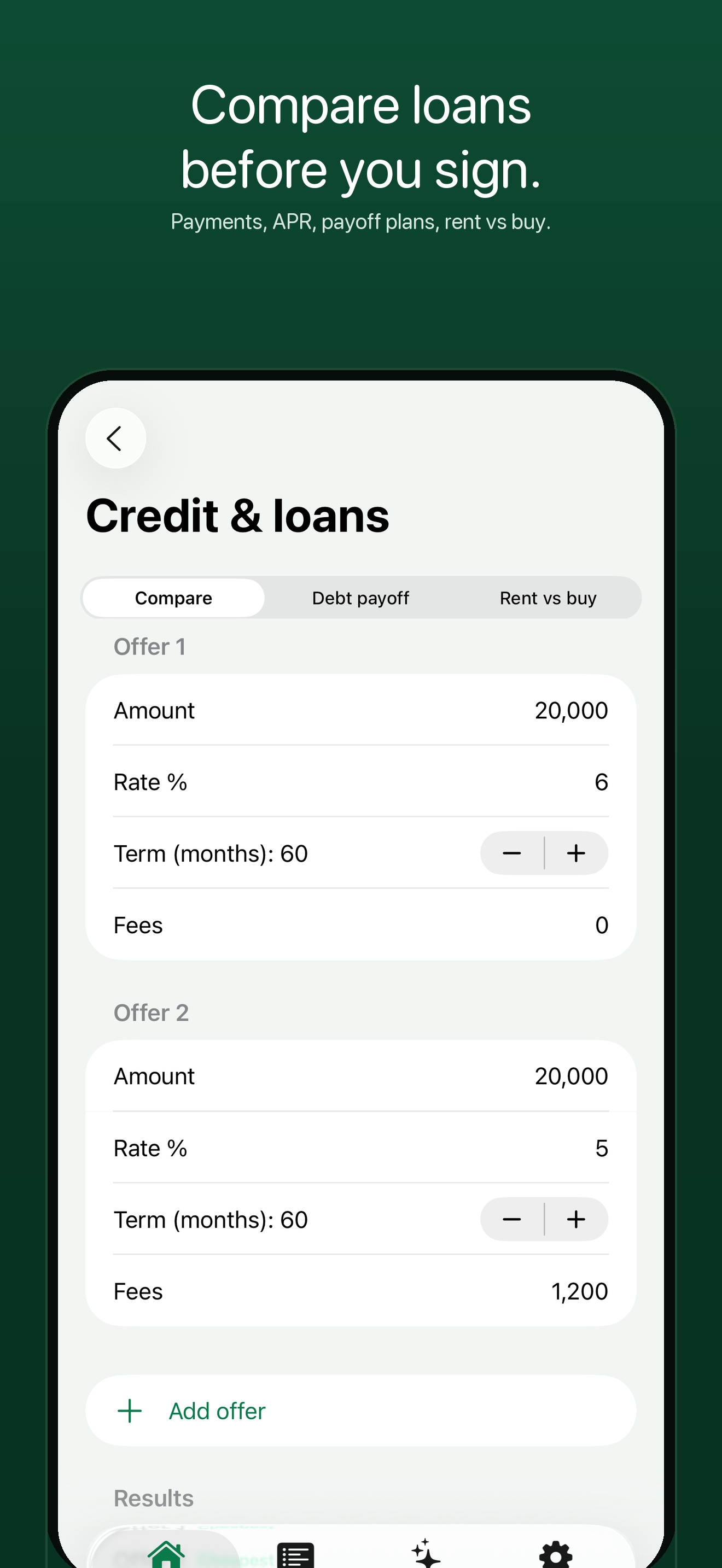 FinTraicker credit tools for comparing loans and planning payoff.